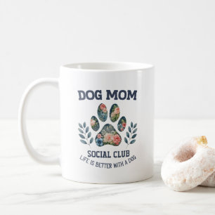 Caneca De Café Cachorro Mãe Paw Floral