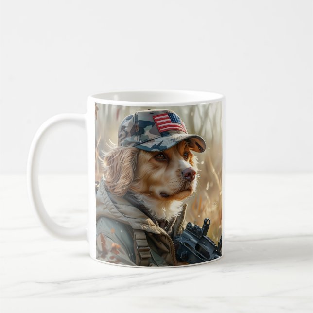 Caneca De Café Cachorro MAGA legal com arma e camuflagem (Esquerda)