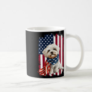 Caneca De Café Cachorro Maltês Bandeira Americana 4 De Julho Cach