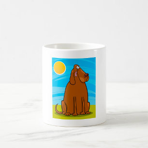 Caneca De Café Cachorro Marrom Engraçado Sentado no Sol