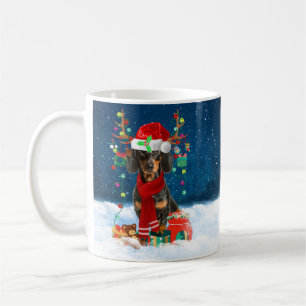 Caneca De Café Cachorro na neve com presentes de Natal
