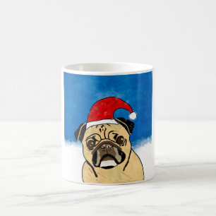 Caneca De Café Cachorro na Neve, Natal, Retrato de Aquarela