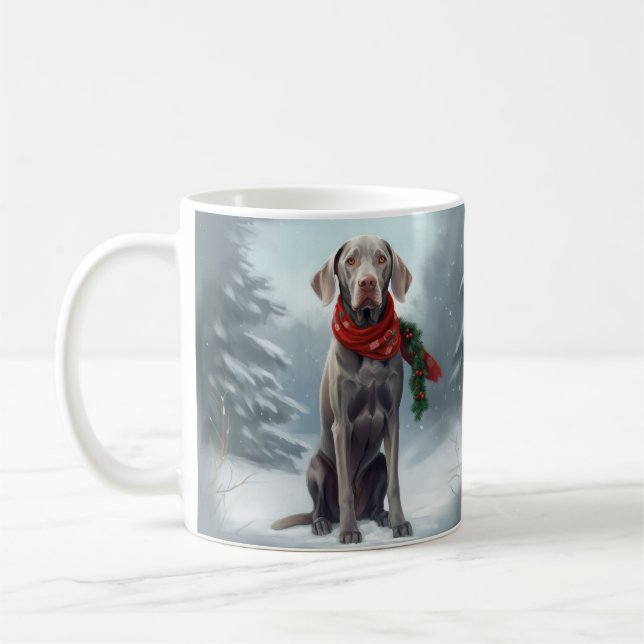 Caneca De Café Cachorro na Neve no Natal (Esquerda)