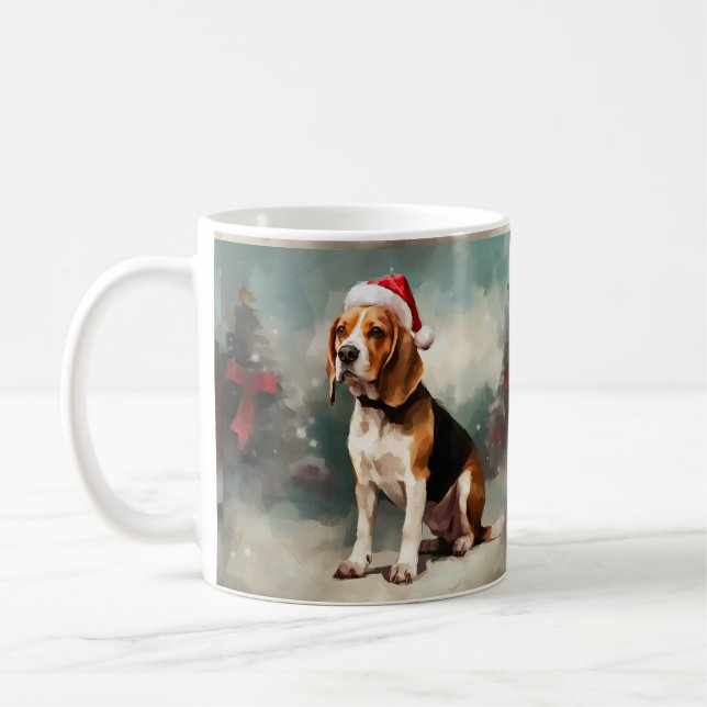 Caneca De Café Cachorro na neve no Natal (Esquerda)