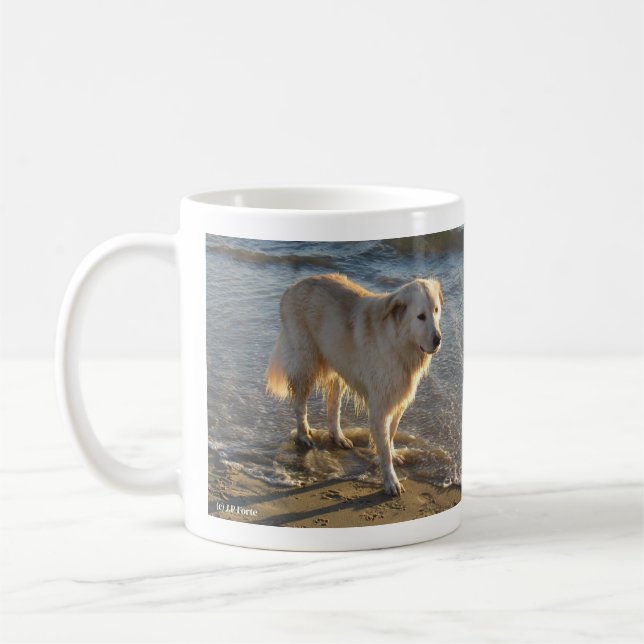 Caneca De Café Cachorro Na Praia (Esquerda)