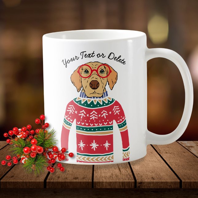 Caneca De Café Cachorro Negro Engraçado Cachorro Vestindo Suéter  (Criador carregado)