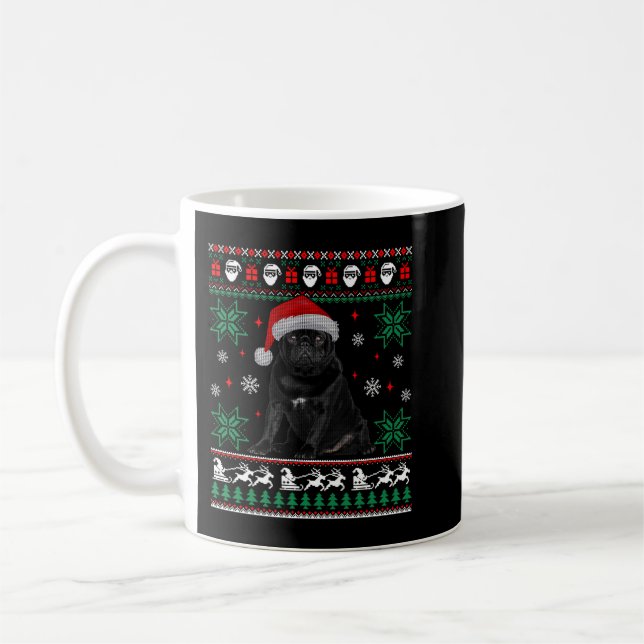 Caneca De Café Cachorro Negro Engraçado Sueco de Natal Feio (Esquerda)
