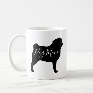 Caneca De Café Cachorro Negro Silhuettes Pug Mãe Personalizada