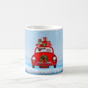 Caneca De Café Cachorro No Carro Com Papai Noel
