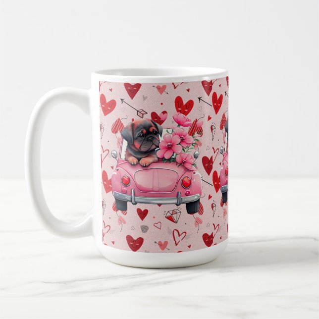 Caneca De Café Cachorro num carro com coração (Esquerda)