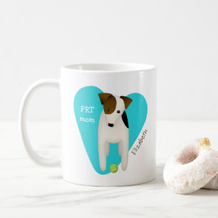 Caneca De Café Cachorro Parson Russell com bola PRT mãe coração t