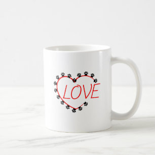 Caneca De Café Cachorro Pata Coração Vermelho Amor