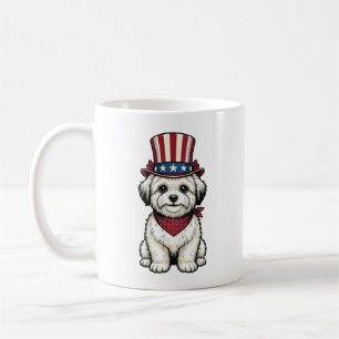Caneca De Café Cachorro Patriótico Desenho Vetorial de Gravura Vi