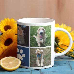 Caneca De Café Cachorro Personalizado Colagem de Fotos Blue Paw G