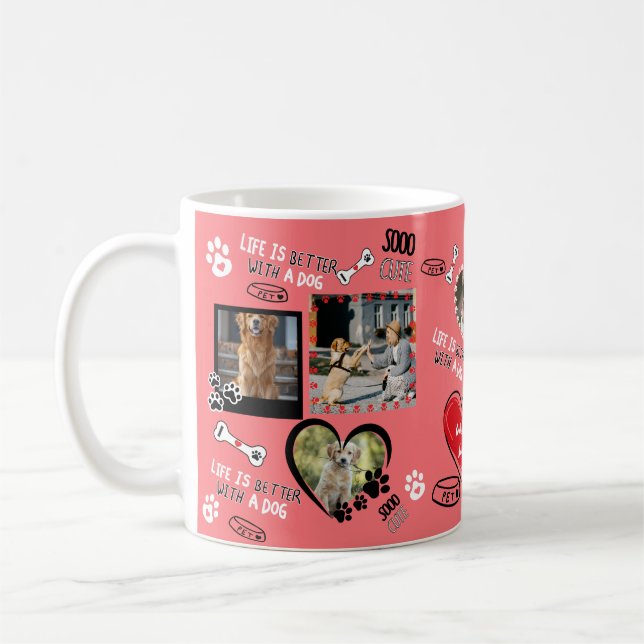 Caneca De Café Cachorro Personalizado, Foto Personalizada De Cach (Esquerda)