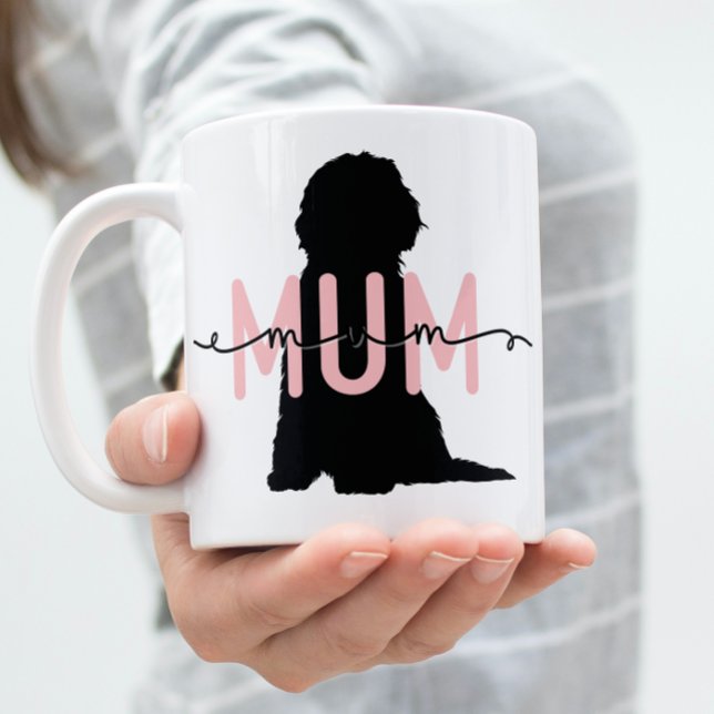 Caneca De Café Cachorro Personalizado Mãe, Rosa e Negro (Criador carregado)