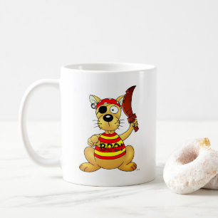Caneca De Café Cachorro Pirata Engraçado com Espada de Brinquedo