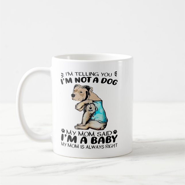 Caneca De Café Cachorro Pitbull Eu Amo Mamãe Tatto Cachorro Pitbu (Esquerda)