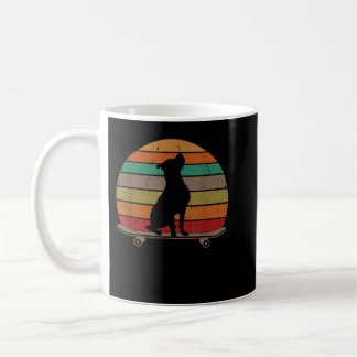 Caneca De Café Cachorro Pitbull no skate Vintage Retro Funny Skat