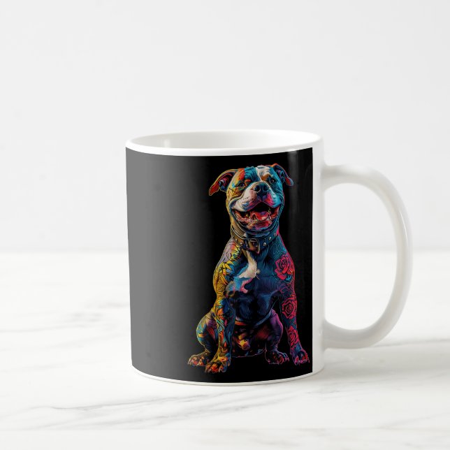 Caneca De Café Cachorro Pitbull Tatuado Cachorro Pitbull Cachorro (Direita)
