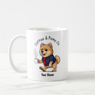 Caneca De Café Cachorro Pomerânia Engraçado Terno de Negócios Caf