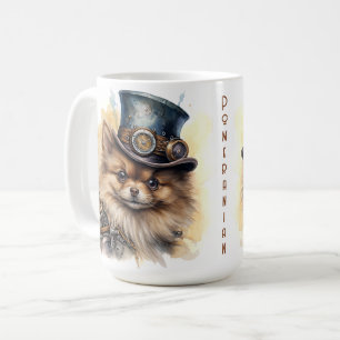 Caneca De Café Cachorro Pomerânia Steampunk