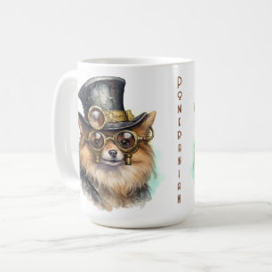 Caneca De Café Cachorro Pomerânia Steampunk