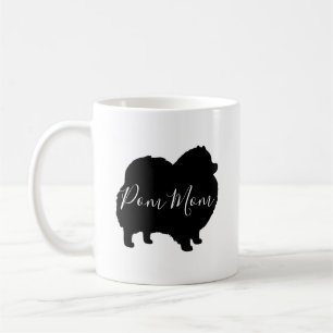 Caneca De Café Cachorro Pomerano Negro Silhuettes Pom Mãe Person