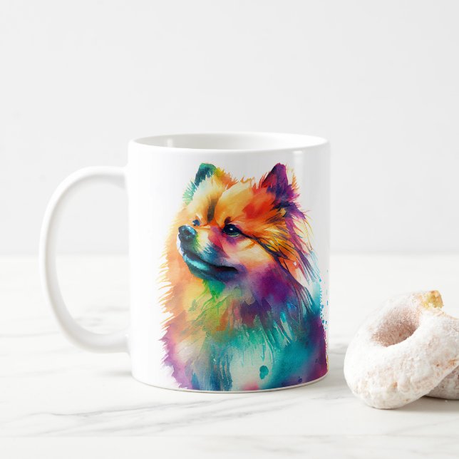 Caneca De Café Cachorro Pomerano Pet Coffee Mug, Taça (Com Donut)