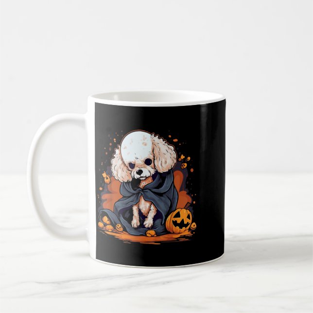 Caneca De Café Cachorro Poodle Halloween (Esquerda)