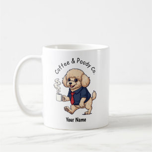 Caneca De Café Cachorro Poodle Miniatura Terno de Negócios Café E