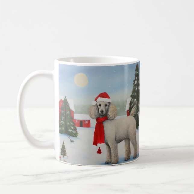 Caneca De Café Cachorro Poodle na Neve Natal (Esquerda)