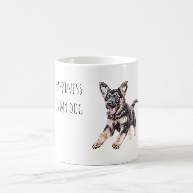 Caneca De Café Cachorro Preto Feliz Creme (Centro)