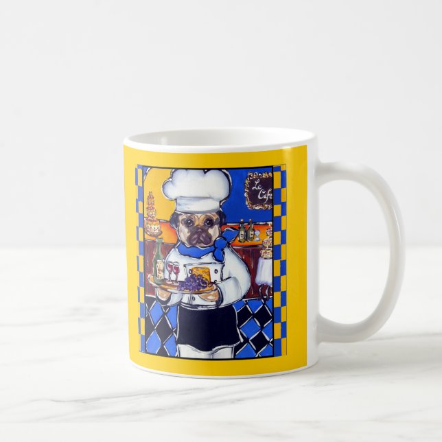 Caneca De Café Cachorro Pug Chef Fofo (Direita)