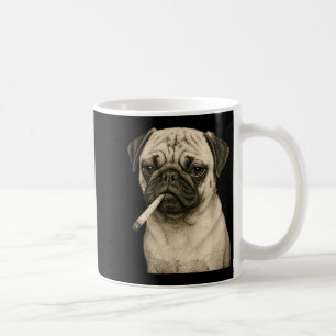 Caneca De Café Cachorro Pug Engraçado Fumando Cigarro Meme Gen Z