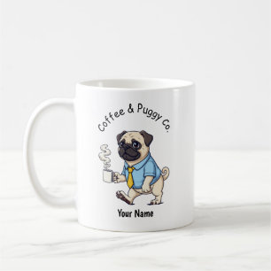 Caneca De Café Cachorro Pug Engraçado Terno de Negócios Café 