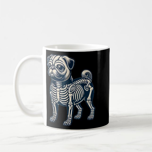 Caneca De Café Cachorro Pug Esqueleto Halloween (Esquerda)
