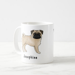 Caneca De Café Cachorro Pug Fawn Fofo Cachorro Cartoon Limpa Com