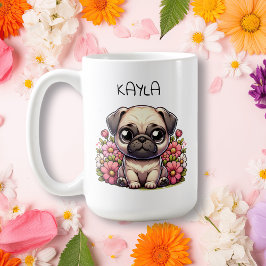 Caneca De Café Cachorro Pug Fofinho Personalizado