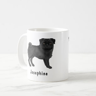 Caneca De Café Cachorro Pug Preto Cachorro de Desenho Animado Fof