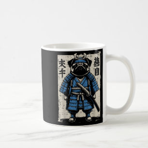 Caneca De Café Cachorro Pug Samurai Engraçados Homens De Arte Jap