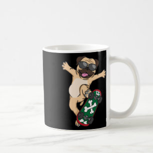 Caneca De Café Cachorro Pug Skate Skateboard Amante de Cachorros 