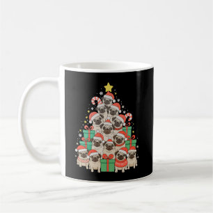 Caneca De Café Cachorro Pugs Árvore de Natal Natal Papai Mamãe Fa