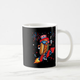 Caneca De Café Cachorro-quente 4 de Julho Foguete Patriótico e Fo