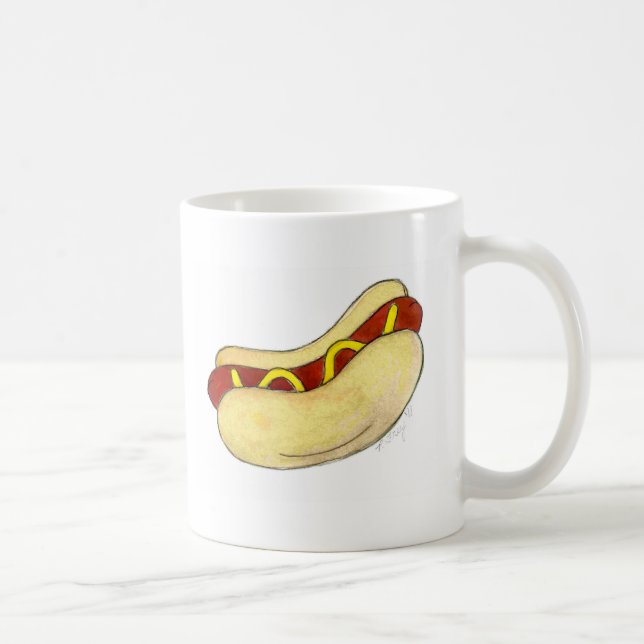 Caneca De Café Cachorro quente com mostarda no cachorro quente (Direita)