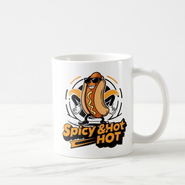 Caneca De Café Cachorro-Quente Divertido Retro (Direita)