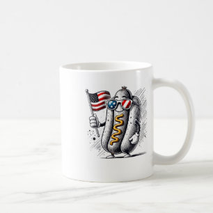 Caneca De Café Cachorro Quente Patriótico 4 De Julho Bandeira EUA