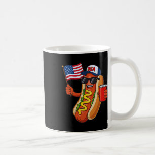 Caneca De Café Cachorro Quente Patriótico Engraçado 4 De Julho EU