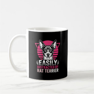 Caneca De Café Cachorro Rat Terrier Fácilmente Distraído Retro