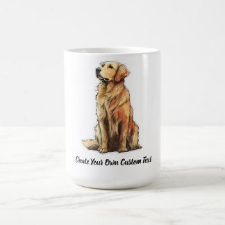 Caneca De Café Cachorro Retriever Dourado Crie Seu Próprio Texto 